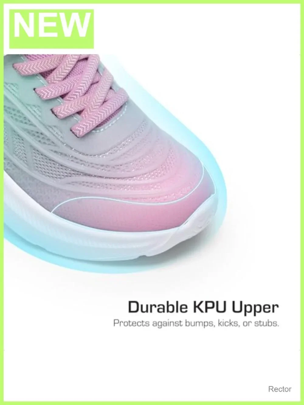 Girls Lightweight Running Sneakers with Hook & Loop Strap and Reinforced Toe